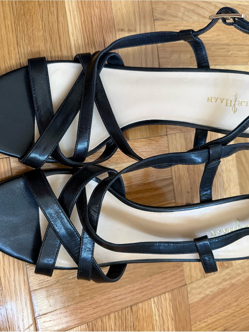 Cole Haan Black Strappy Leather Sandals